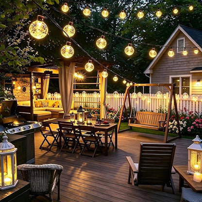 Joomer Solar Powered String Lights,39FT 60 LED Outdoor Solar String Lights Crystal Ball Lights 8 Modes Globe Lights for Garden, Gazebo, Porch, Lawn, Patio, Tree Decor (Warm White)