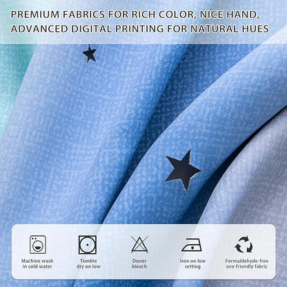 XiDi Blue Green Grey Blackout Curtains for Girls Bedroom 54 Inch Length 2 Panels Rainbow Kids Grommet Window Drapes for Nursery Living Room Decro Princess Unicorn Wall Decals 34 Inches Wide