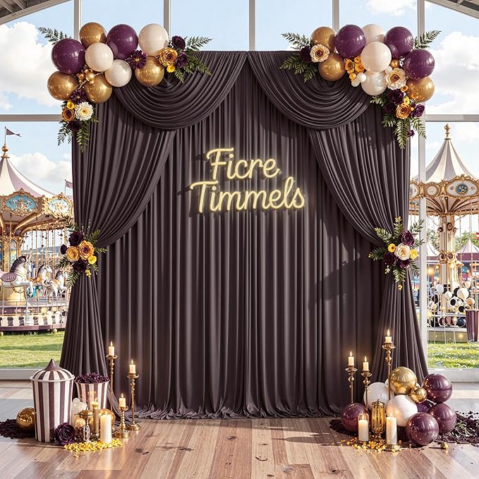 10 ft x 10 ft Wrinkle Free Brown Backdrop Curtain for Parties, Wedding Brown Photo Backdrop Drapes, Fabric 2 Panels 5x10ft for Baby Shower Photoshoot Engagement Birthday Photography Background