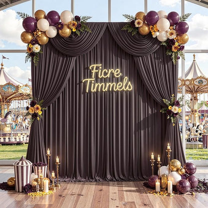 10 ft x 10 ft Wrinkle Free Brown Backdrop Curtain for Parties, Wedding Brown Photo Backdrop Drapes, Fabric 2 Panels 5x10ft for Baby Shower Photoshoot Engagement Birthday Photography Background