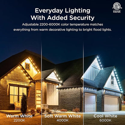 Enbrighten Vibe Eternity Permanent Outdoor Lights for House, 50ft, 36 RGBWIC LEDs, Close Spacing, 33lm, Color Changing, Christmas, Eave Lighting, Smart App, Works with Alexa, Google Home, 81102
