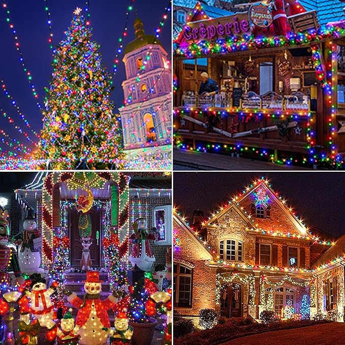 Joomer Solar Christmas Lights, 2 Pack Total 144 FT 400 LED 8 Modes Waterproof Solar String Lights Outdoor Auto ON/Off for Patio, Tree, Garden, Christmas Decorations (Multicolor)