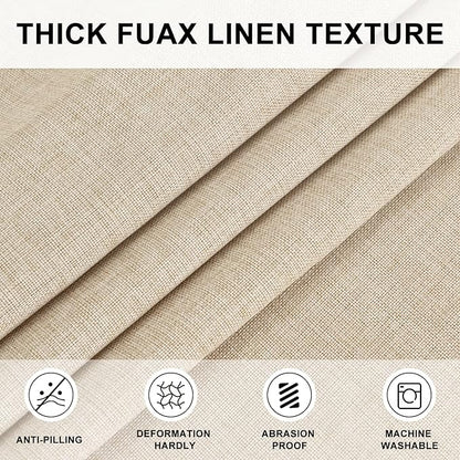 Hiasan Round Linen Tablecloth 70 Inch - Wrinkle and Stain Resistant Washable Polyester Fabric Table Cloth for Dining Room Kitchen Party, Beige