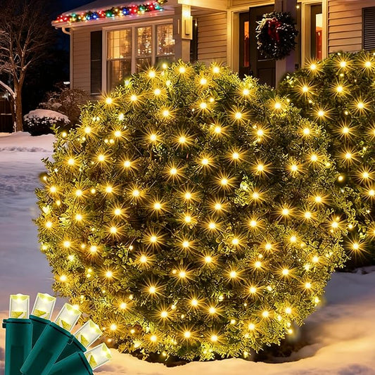 Led Christmas Net Lights for Bushes, 132LED 6FT x 6FT Connectable UL Certified Net Lights for Bushes Tree Shrubs Xmas Trunk Green Wire Christmas Decorations