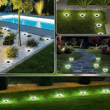 INCX Solar Ground Lights,16 Pack Solar Lights Outdoor Waterproof, Solar Garden Lights Landscape Lighting for Patio Pathway Lawn Yard Deck Driveway Walkway, Cold White