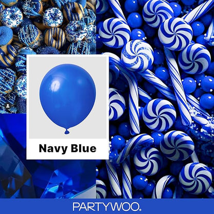 PartyWoo Royal Blue Balloons 145pcs Different Sizes Pack of 18 12 10 5 Inch Dark Blue Balloon Arch Kit for Baby Shower Gender Reveal Graduation Under The Sea Birthday Party Decorations Blue-Y59