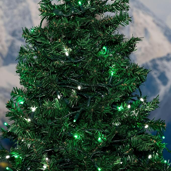 Novelty Lights 25ft 50 LED Green/Pure White Christmas Lights Outdoor/Indoor, 6" Spacing, Green Wire String Lights for Festive Xmas Lighting, IP55, UL Listed, Dimmable, Connectable