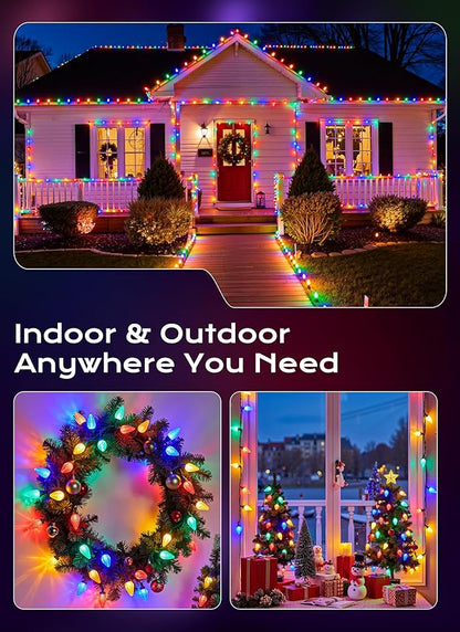 C9 Outdoor Christmas Lights, 72 FT 110 LED C9 String Lights, 8 Modes & Timer Connectable Waterproof for Christmas Tree light Indoor Outdoor Roofline Patio Outside Yard Xmas Decor, Multicolor 2 Pack