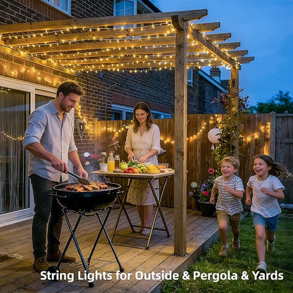JMEXSUSS 168FT 600 LED String Lights for Outside Clear Wire, Warm White Christmas Lights Outdoor Waterproof, Tree Lights Outdoor Plug in for Patio Wedding Party Holiday Christmas Bedroom Pergola Decor