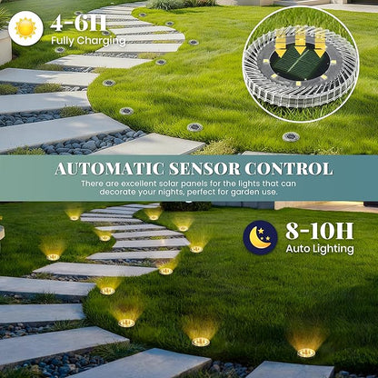 PATIOWIN 20 Pack Small Solar Ground Lights, Pathway Lights Waterproof, Outdoor Solar Light for Garden, Driveway, Walkway, Backyard (Warm White)