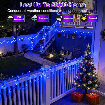 470FT 1500LED Christmas Lights, 12 Modes Blue Outdoor String Lights with Timer & Dimmable, Waterproof Green Wire Christmas String Lights for Indoor Tree Xmas Patio Fence Balcony Garden Party Decor