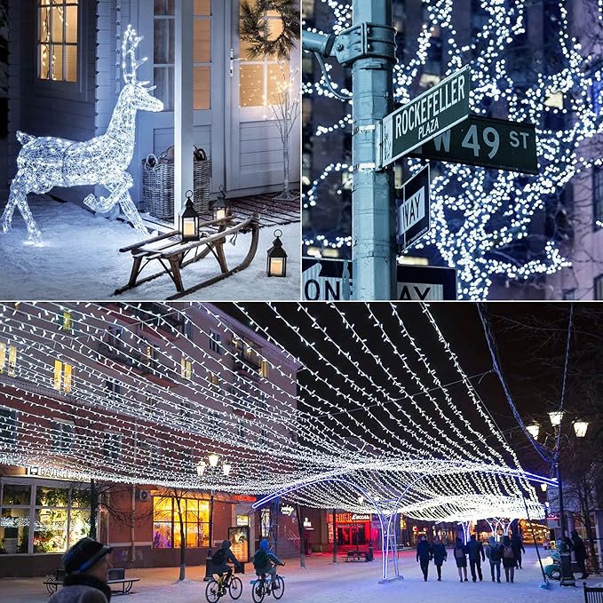 oopswow LED String Lights by White, 100LED Plug in Fairy String Lights with 8 Modes for Indoor and Outdoor Party Wedding Home Patio Lawn Garden Christmas Supplies-White