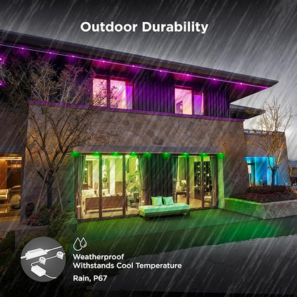 Feit Electric Permanent Outdoor Lights, Smart RGBIC with Tunable White String Lights, 50FT LED Christmas Lights, 2.4GHz WiFi, Work with Alexa and Google Assistant, Weatherproof, SL50-30/RGBTW/AG