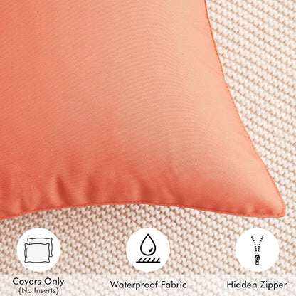 MIULEE Pack of 2 Decorative Outdoor Waterproof Pillow Covers Square Garden Cushion Sham Throw Pillowcase Summer Shell for Patio Tent Couch 20x20 Inch Coral Red