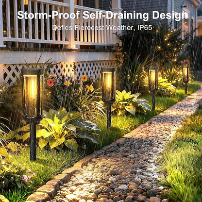 Solar Pathway Lights Outdoor Waterproof IP65, 2 Pack Warm White Solar Walkway Lights, Auto On/Off Outdoor Light for Lawn Garden Patio Driveway Decor Landscape Lighting