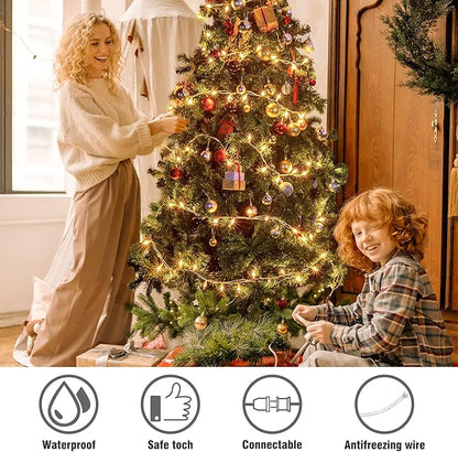 Hopolon Clear Christmas Lights Set,2Pack 50Count 13Feet Incandescent Bulb Mini String Lights with White Wire for Indoor Christmas Tree Garland Birthday Wedding Party Festival Decoration,Warm White