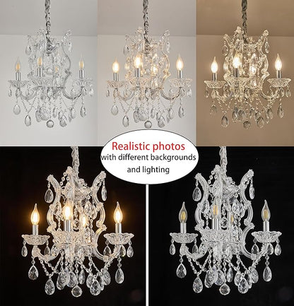Modern Crystal Chandelier Light Fixtures 4-Light,Luxury K9 Clean Crystal Ceiling Pendant Light for Kitchen Island,Dinning Room, Bedroom,Hallway,Bathroom (4 Lights)