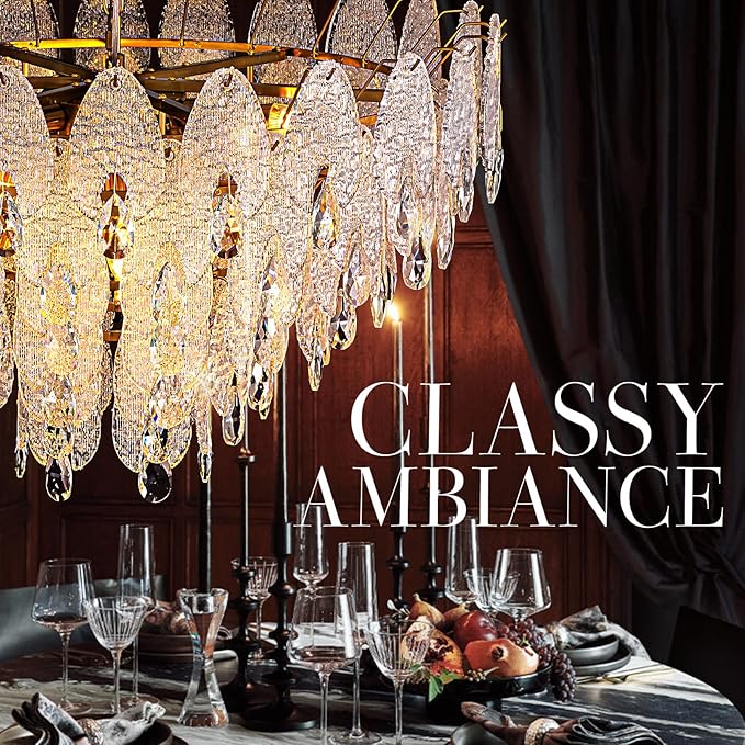 31.5" Gold Glass Chandelier, 5-Tier 12-Light Round Pendant Ceiling Fixture 59" Hanging Adjustable Chain for Foyer, Living Room, Bedroom, Dining Room