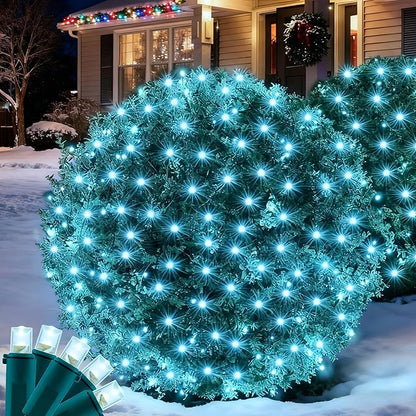 Led Christmas Net Lights for Bushes, 132LED 6FT x 6FT Connectable UL Certified Net Lights for Bushes Tree Shrubs Xmas Trunk Green Wire Christmas Decorations