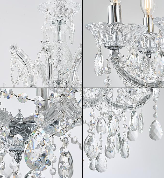 Luxurious Crystal Chandeliers Lighting for Living Room, 13-Light Modern Transparent K9 Crystal Chandeier Light Fixtures for Kitchen Island, Dinning Room, Entryway Foyer (13 Lights 2-Tier)