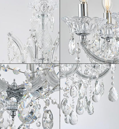 Luxurious Crystal Chandeliers Lighting for Living Room, 13-Light Modern Transparent K9 Crystal Chandeier Light Fixtures for Kitchen Island, Dinning Room, Entryway Foyer (13 Lights 2-Tier)