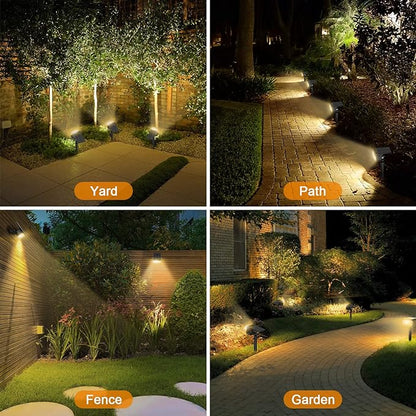 LANSOW Solar Spot Lights Outdoor, [4 Pack/76 LED] 2-in-1 Solar Landscape Spotlights, 3 Modes IP65 Waterproof Dusk to Dawn Solar Powered Flood Wall Lights for Outside Yard Garden Pathway(Warm White)