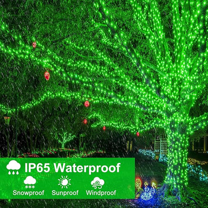Green String Lights for St Patrick's Day, 100FT 300 LED Christmas Lights Outdoor with 8 Modes, Waterproof Connectable Twinkle Fairy Lights Green Wire for Indoor House Patio Party Holiday Decorations