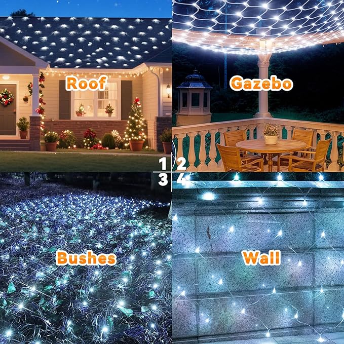 LitHome 21ft x 5ft Christmas Net Lights Outdoor, 360 LED Mesh Fairy String Lights with 8 Modes, Connectable Plug in Waterproof Mesh Lights for Bushes,Trees,Garden,Patio,Yard Decorations(White)