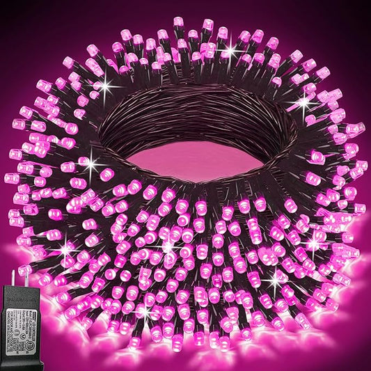 Pooqla Pink String Lights, 200 LED 66 ft Pink Lights Valentines Day Decorations, 8 Modes Pink Fairy Light Plug in for Home Yard Patio Wedding Party Christmas Mother's Day Decoration