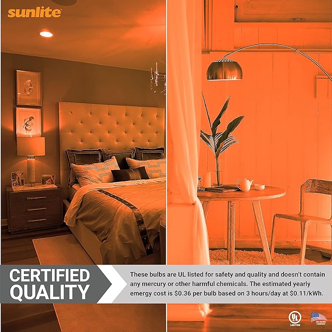 Sunlite 80149 LED A19 Colored Light Bulb, 3 Watts (25w Equivalent), E26 Medium Base, Non-Dimmable, UL Listed, Party Decoration, Holiday Lighting, 1 Count, Amber (Pack of 2)