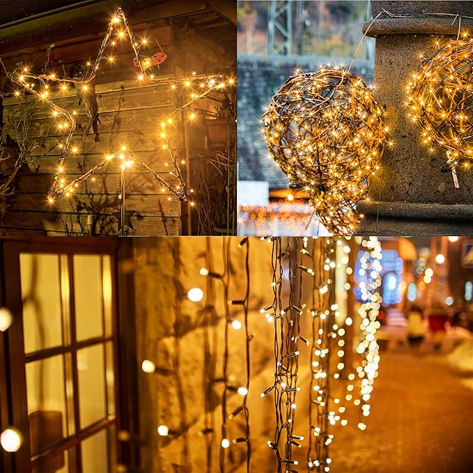 Flechllary 2 Pack-Solar String Lights, 78Ft 200 LED Solar Lights Outdoor with 8 Modes ，Solar String Lights Outdoor Waterproof for Yard, Fence,Balcony, Party,Christmas Tree Decorations (Warm White)