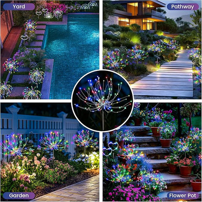 PEVOROS Garden Decor Solar Lights Outdoor,120LED Waterproof Colorful Solar Fairy Garden Lights for Outdoor Decoration,Yard, Patio, Porch,Flower Pot,Pathway, for 4th of July(8Pack)