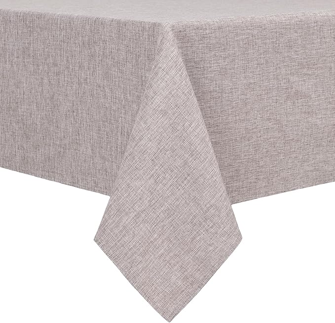 Hiasan Faux Linen Rectangle Tablecloth - Spill Wrinkle and Stain Resistant Washable Table Cloth for Kitchen Dining Room Holiday Dinner, Stone, 70 x 90 Inch