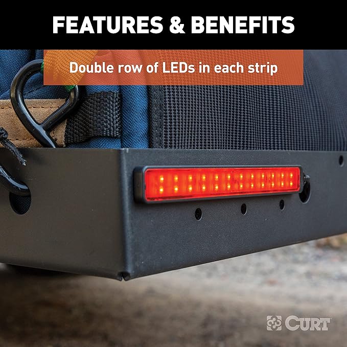 CURT 53201 Auxiliary Automotive LED Light Strips for Hitch Cargo Carrier, Bike Rack, 2-Pack