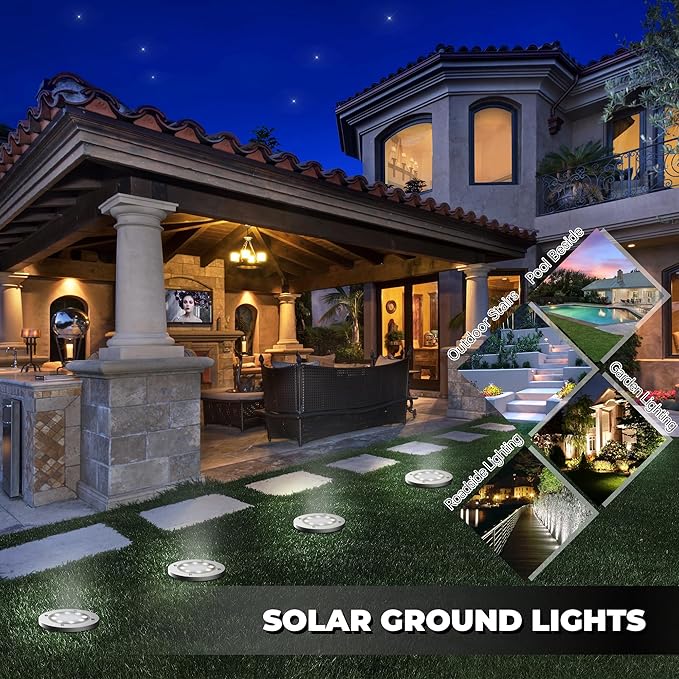 DUUDO 4.6in Solar Lights Outdoor 10 Pack, Solar Garden Outdoor Waterproof Pathway Lights Bright In-Ground Light Outdoor Lighting Decor for Lawn, Patio, Yard, Driveway, Step and Walkway White Light