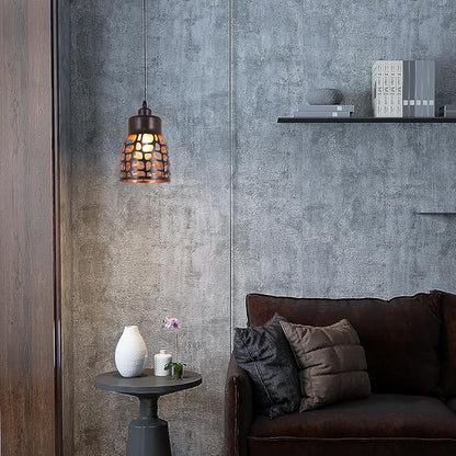 baunoisk Pendant Light Industrial Vintage Pendant Lamp Retro Farmhouse Ceiling Hanging Light Fixture Black Metal Creative Geometric Diamond Shade Pendant Lighting for Kitchen Island