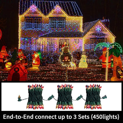 LAMPHOME Easter Decorations Mini String Lights, 300 Lights 63.8Ft (2 Pack of 150L), Multicolor Plug in Connectable Easter Lights for Indoor Outdoor Easter Garland, Tree & Holiday Party Decor