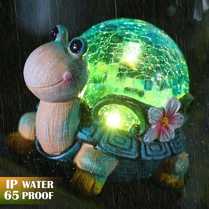SunKite Garden Turtle Outdoor Statues Solar Garden Lights Resin Snail Figurine Garden Decorations for Patio Yard Lawn Ornament Housewarming Birthday Gift for Mom