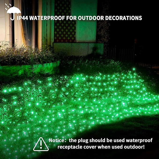 Dirnun Led Christmas Net Lights Green Outdoor Christmas Lights 160LED 5ftx7ft, Waterproof Outdoor Indoor Fairy Mesh Net Light for Xmas Party, Yard, Patio, Trees, Shrubs, Bushes Decorations