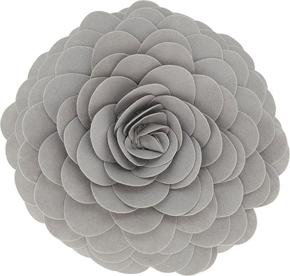 SARO LIFESTYLE Flower Design Poly Filled Throw Pillow, Grey, 13"