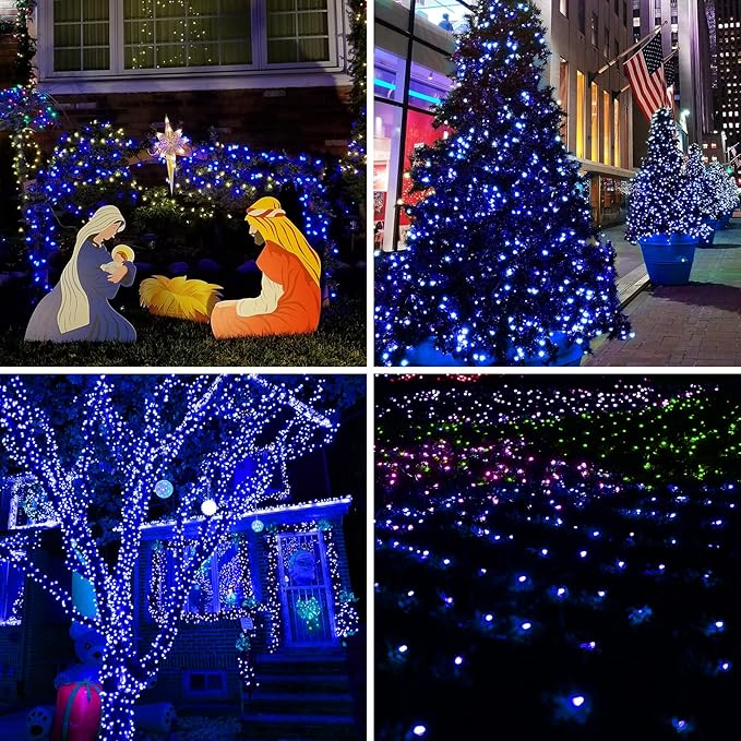 Green Wire,Blue Incandescent Bulb 100 Mini String Lights for Indoor Christmas Tree Garland Birthday Wedding Party Festival Decoration