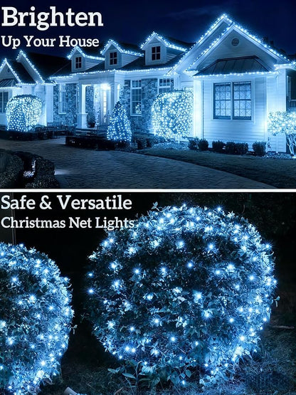 Led Christmas Net Lights for Bushes, 132LED 6FT x 6FT Connectable UL Certified Net Lights for Bushes Tree Shrubs Xmas Trunk Green Wire Christmas Decorations