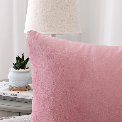 NiNi ALL Decorative Throw Pillow Covers Velvet 22x22 Inch Pack of 2 Pink Cushion Covers Soft for Couch Sofa Bedroom Living Room Outdoor