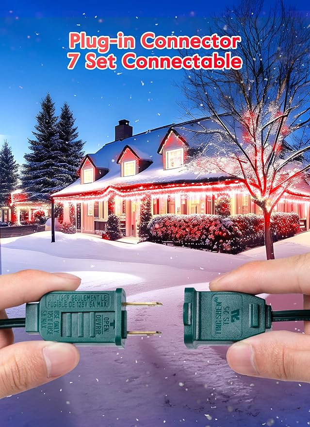Minetom C9 Christmas String Lights, 100 Ft Red C9 Outdoor Christmas Lights with 100 Strawberry C9 Led Bulbs, Connectable UL Certified for Outdoor Indoor Roofline Holiday Backyard Xmas Decor