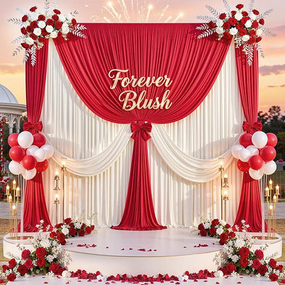 10ft x 8ft Wrinkle Free Red Backdrop Curtains for Parties, Polyester Photo Backdrop Drapes 2 Panels 5x8ft for Wedding Birthday Party Christmas Photography Background for Backdrop Stand