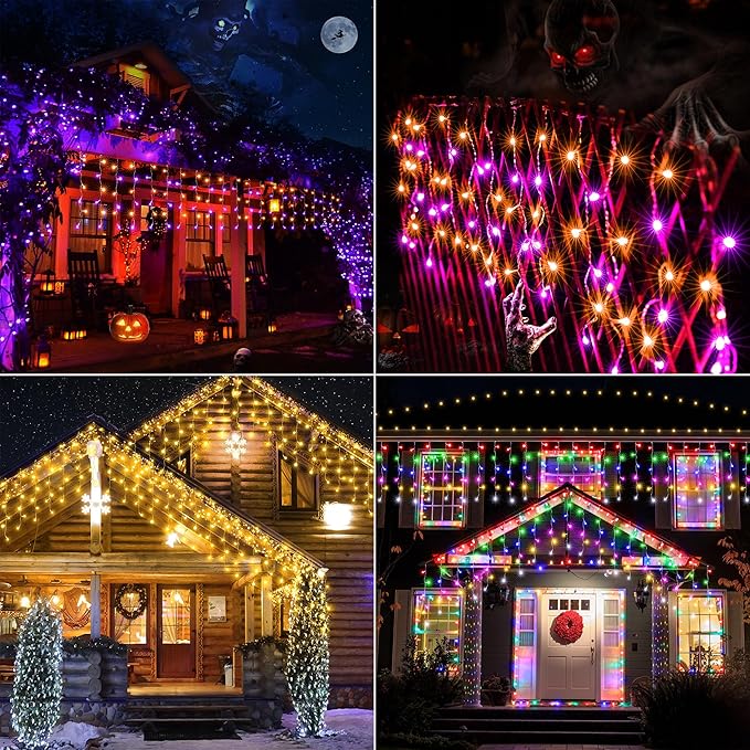 Joomer RGB Christmas Icicle Lights - 66FT Color Changing Outdoor String Lights with Remote Timer, Dripping Blood Effect for Haunted House, Roof, Eaves, Christmas Decor (Non-Connectable)