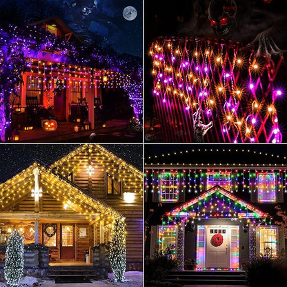 Joomer RGB Christmas Icicle Lights - 66FT Color Changing Outdoor String Lights with Remote Timer, Dripping Blood Effect for Haunted House, Roof, Eaves, Christmas Decor (Non-Connectable)