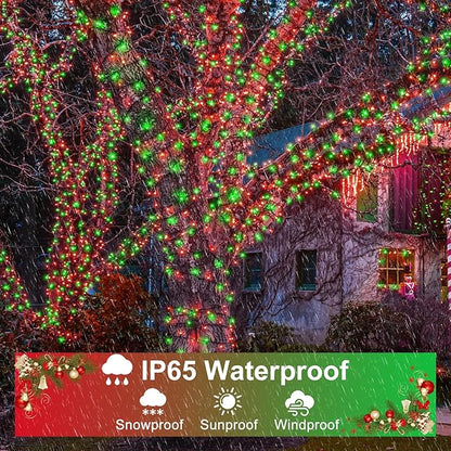 Red and Green Christmas Lights Outdoor, 100FT 300 LED String Lights for Outside Waterproof with 8 Modes, Connectable Plug in Fairy Twinkle Lights for Indoor Yard Garden Xmas Party Holiday Decorations