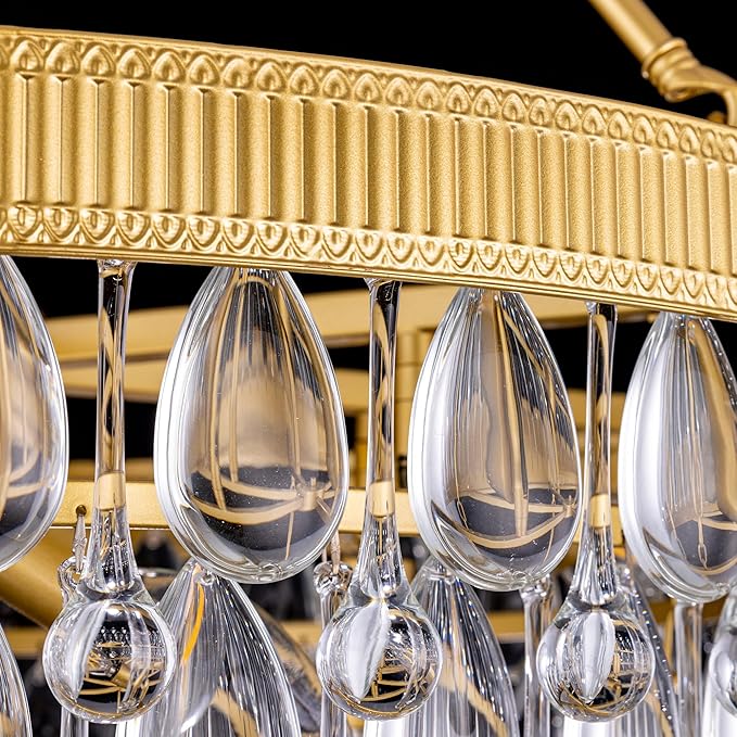 TOCHIC Crystal Chandelier, 6-Light 3 Tiers Gold Crystal Chandelier Light, Modern Farmhouse Luxury Light Fixture for Bedroom, Dining Room, Kitchen Island, Living Room, Entryway, 28"