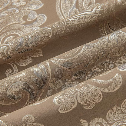 Loom and Mill Luxury Valances for Windows, Elegant Damask Thick Window Treatment Curtains Valance with Handmade Tassels for Living Room, Bedroom Party Banquet Decorations (54" x 18", Light Coffee)